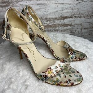 GUC Alexandra Neel Satin Floral Print High Heel sz 38.5